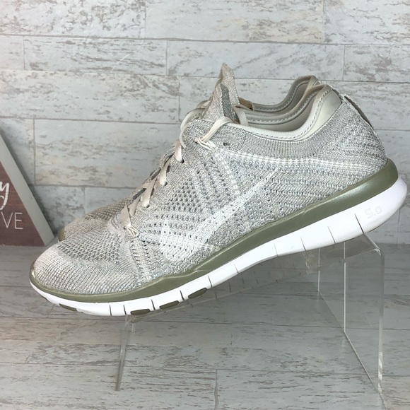 Nike Free TR Flyknit Running Shoes Silver Sparkle